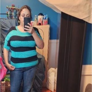 AB Studio size large green and black knit sweater